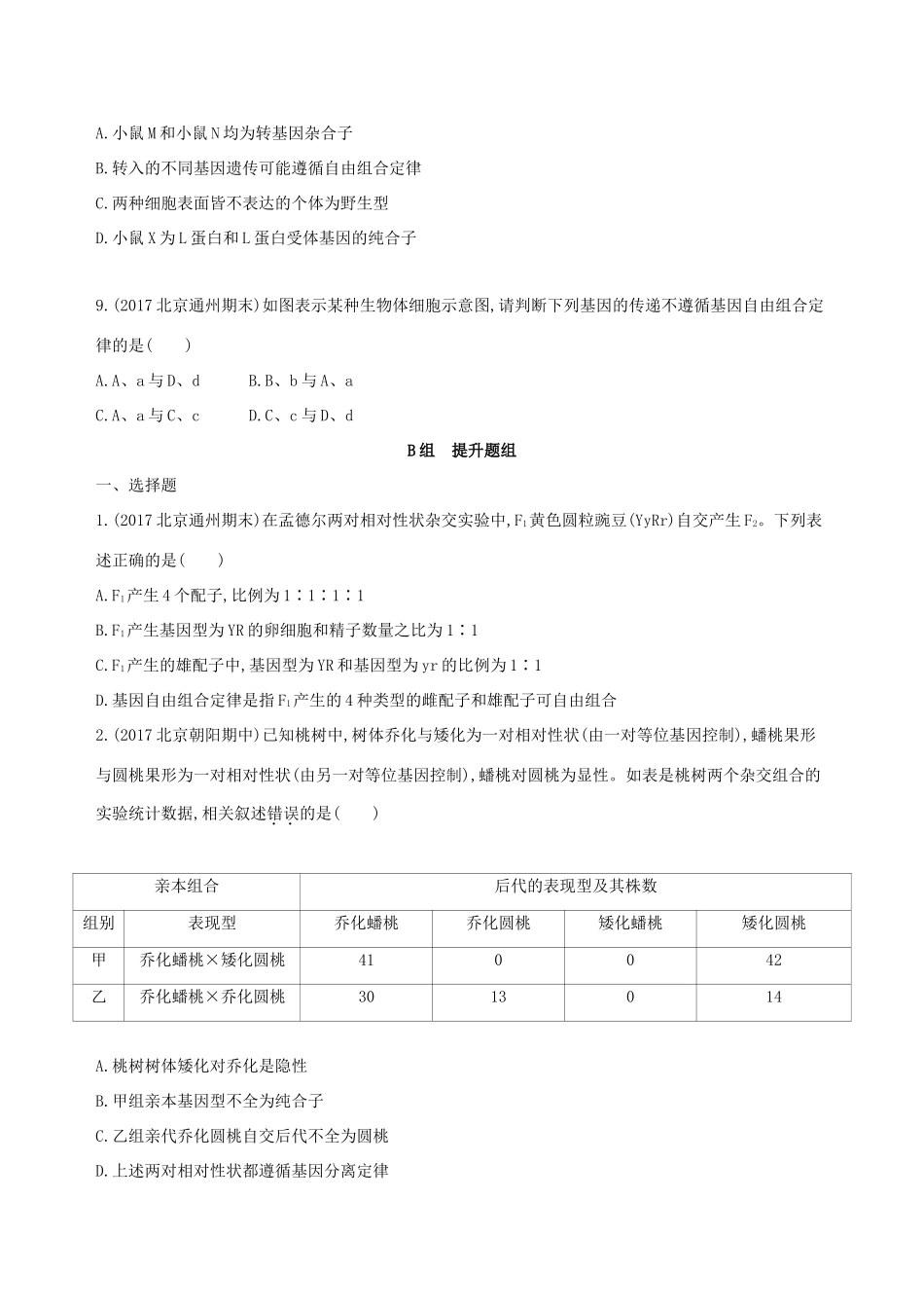 高考生物一轮复习 第5单元 遗传的基本规律 第15讲 基因的自由组合定律夯基提能作业本-人教版高三生物试题_第3页