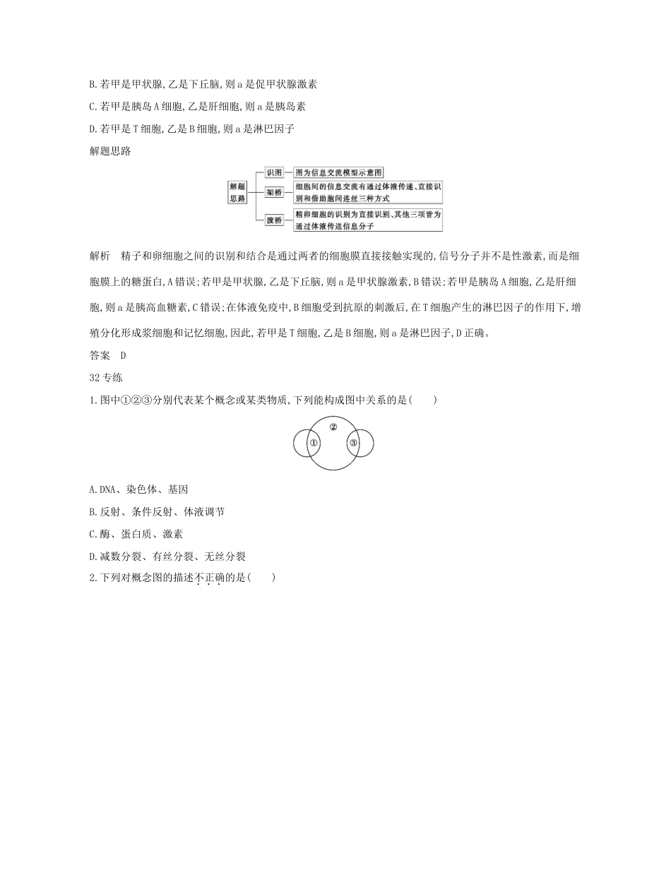 高考生物一轮复习 第一篇 解题模板篇 1 概念模型类练习-人教版高三生物试题_第2页