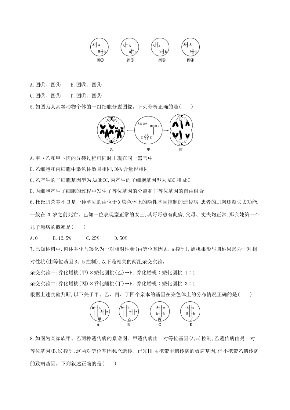 高考生物一轮复习 精练12 联系实际、明确思路解决基因的传递规律问题-人教版高三生物试题_第2页