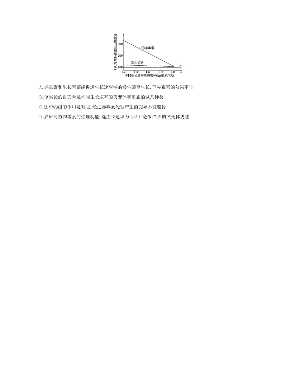 高考生物一轮复习 专题四十三 有关“植物激素间的关系”-人教版高三生物试题_第2页