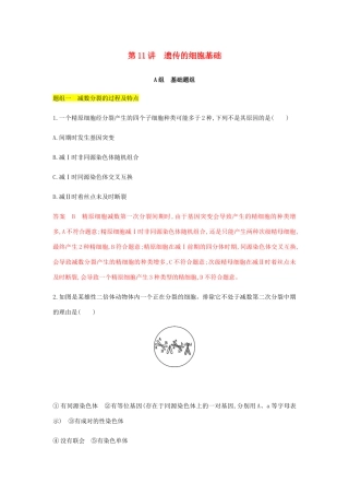 高考生物总复习 第11讲 遗传的细胞基础精练（含解析）-人教版高三生物试题