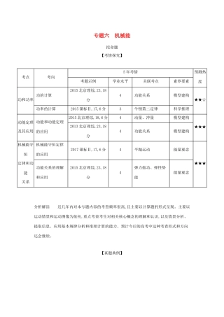 高考物理大一轮复习 专题六 机械能练习-人教版高三物理试题