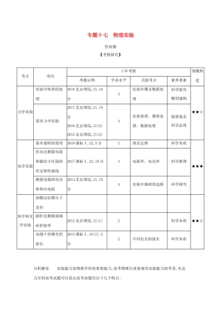 高考物理大一轮复习 专题十七 物理实验练习-人教版高三物理试题