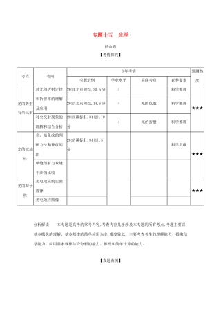 高考物理大一轮复习 专题十五 光学练习-人教版高三物理试题