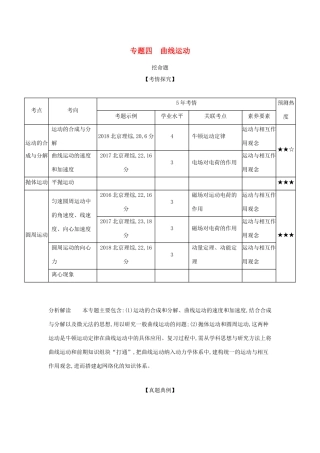 高考物理大一轮复习 专题四 曲线运动练习-人教版高三物理试题