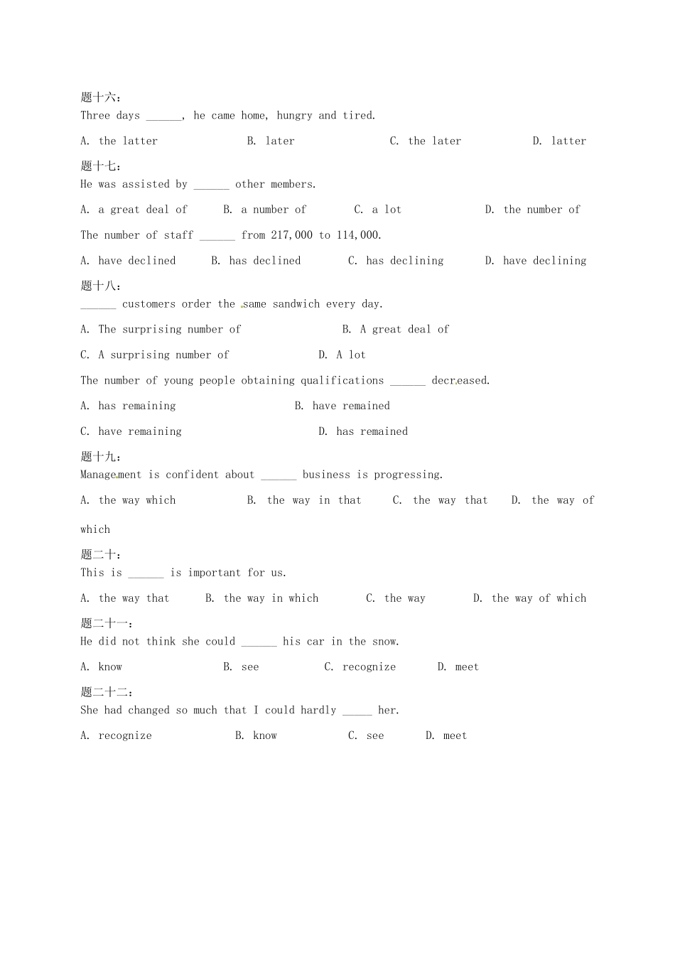 高中英语 Unit2 English around the world（一）课后练习 新人教版必修1_第3页