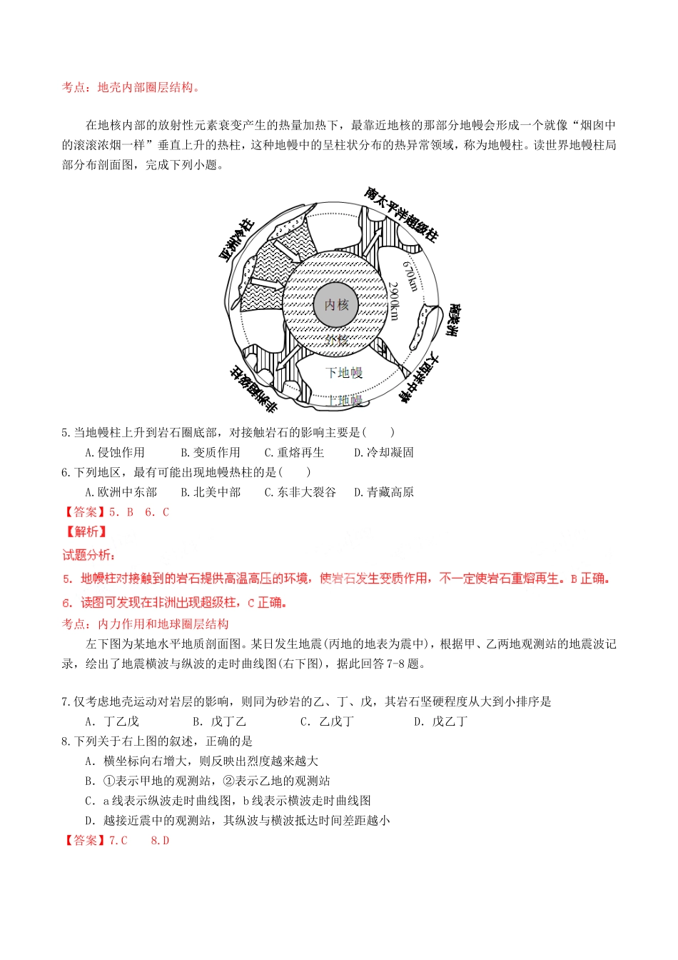 （同步精品课堂）高一地理 专题1.5 地球的圈层结构（测）-人教版高一地理试题_第2页