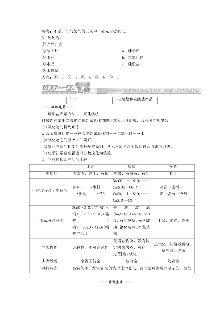 （同步课堂）高中化学 含硅矿物与信息材料章节精细讲解期末专练 苏教版必修1_第3页
