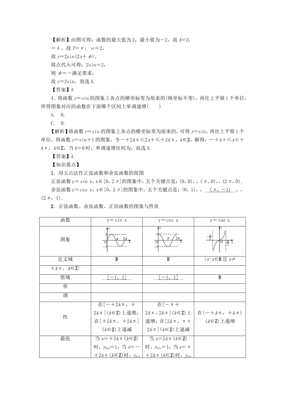 高考数学总复习 第四章 三角函数、平面向量与复数 第23讲 三角函数的图象与性质练习 文（含解析）新人教A版-新人教A版高三数学试题_第2页