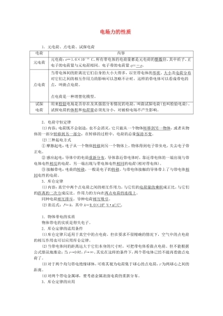 高三物理一轮复习 电场力的性质教学一体案