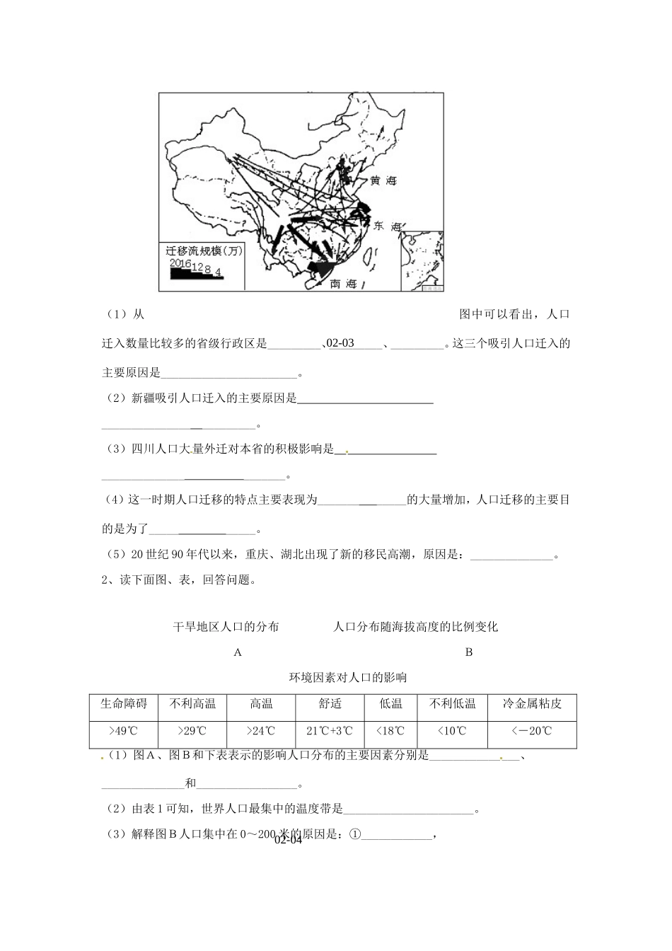 高中地理 第1章第2节 人口的空间变化课时训练 新人教版必修2_第3页