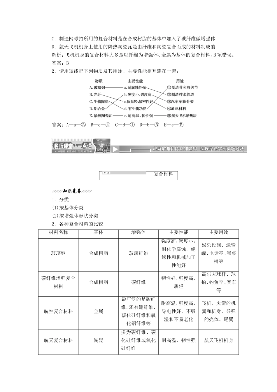 高中化学  4.3 复合材料练习（含解析） 鲁科版必修1_第2页