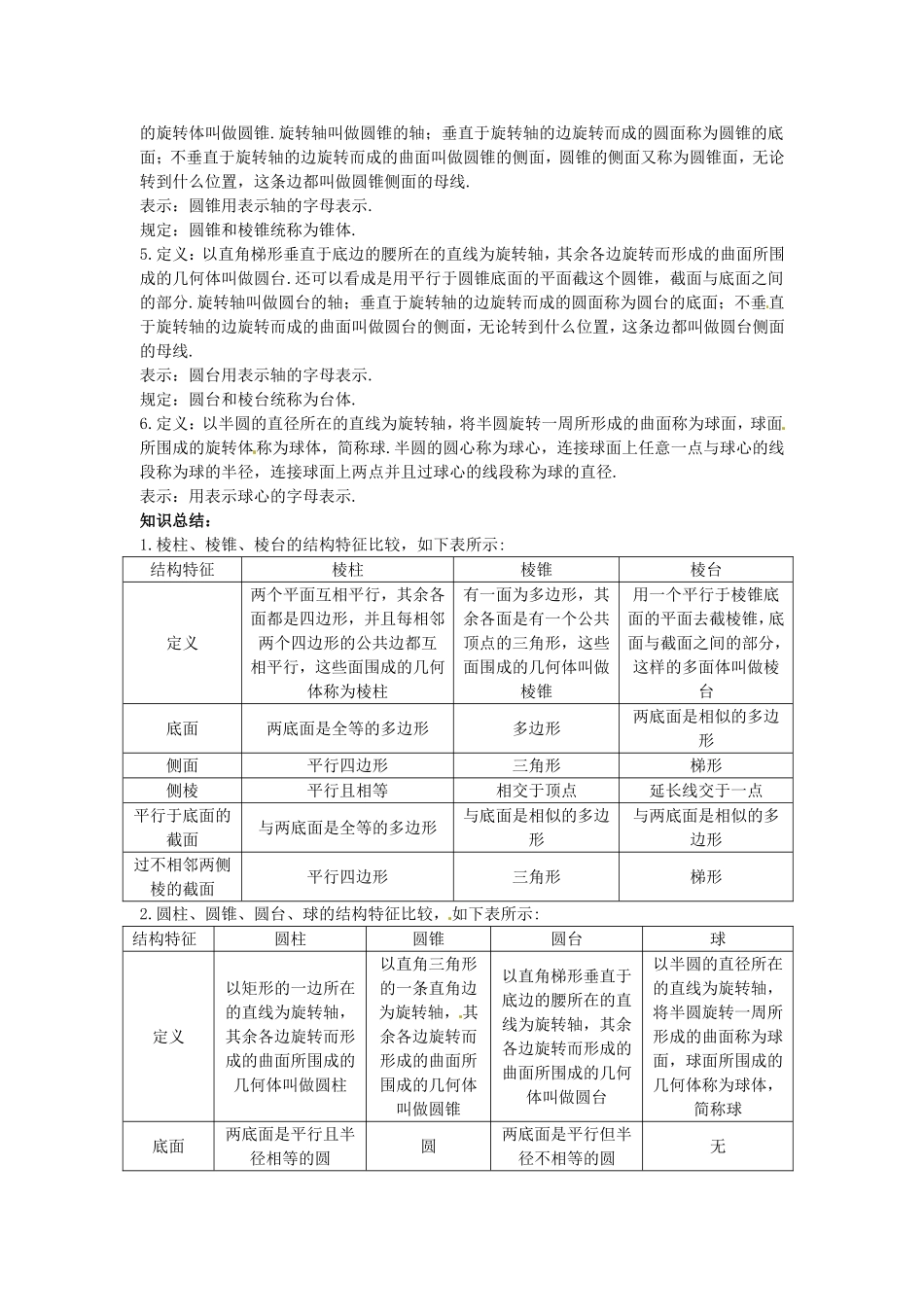 高中数学 1.1.1节 柱、锥、台、球的结构特征教学过程设计 新人教A版必修2_第3页