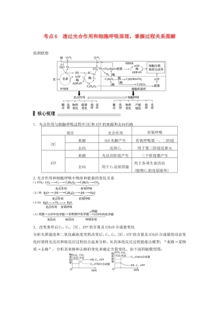高考生物二轮复习专题2 细胞的代谢 考点6 透过光合作用和细胞呼吸原理，掌握过程关系图解-人教版高三生物试题