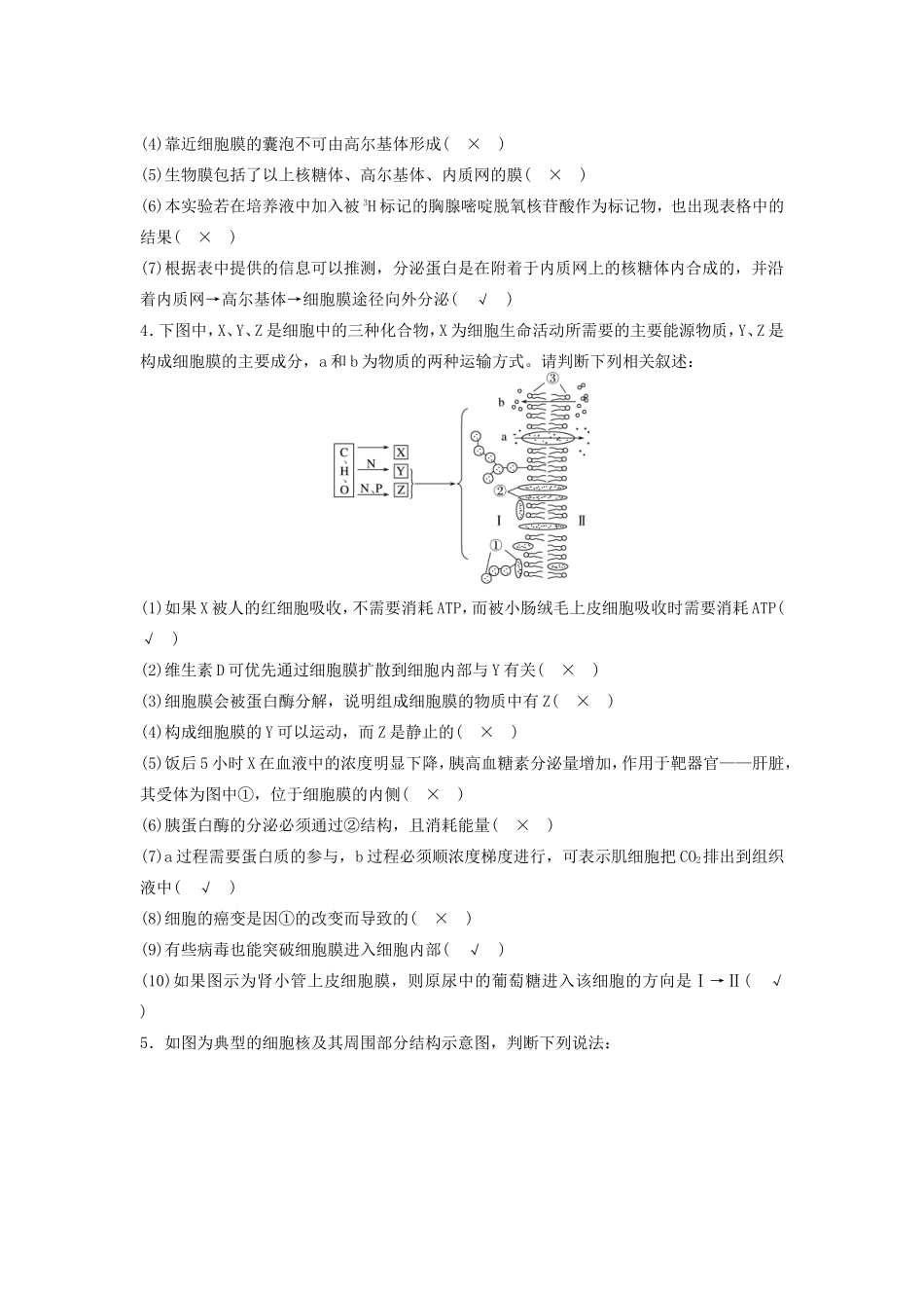 高考生物二轮复习专项4 考前回扣保温练 保温措施2 重点图示强化练1 细胞的分子组成与结构相关图示-人教版高三生物试题_第2页