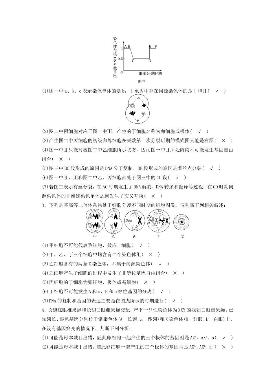 高考生物二轮复习专项4 考前回扣保温练 保温措施2 重点图示强化练3 细胞的生命历程相关图示-人教版高三生物试题_第2页