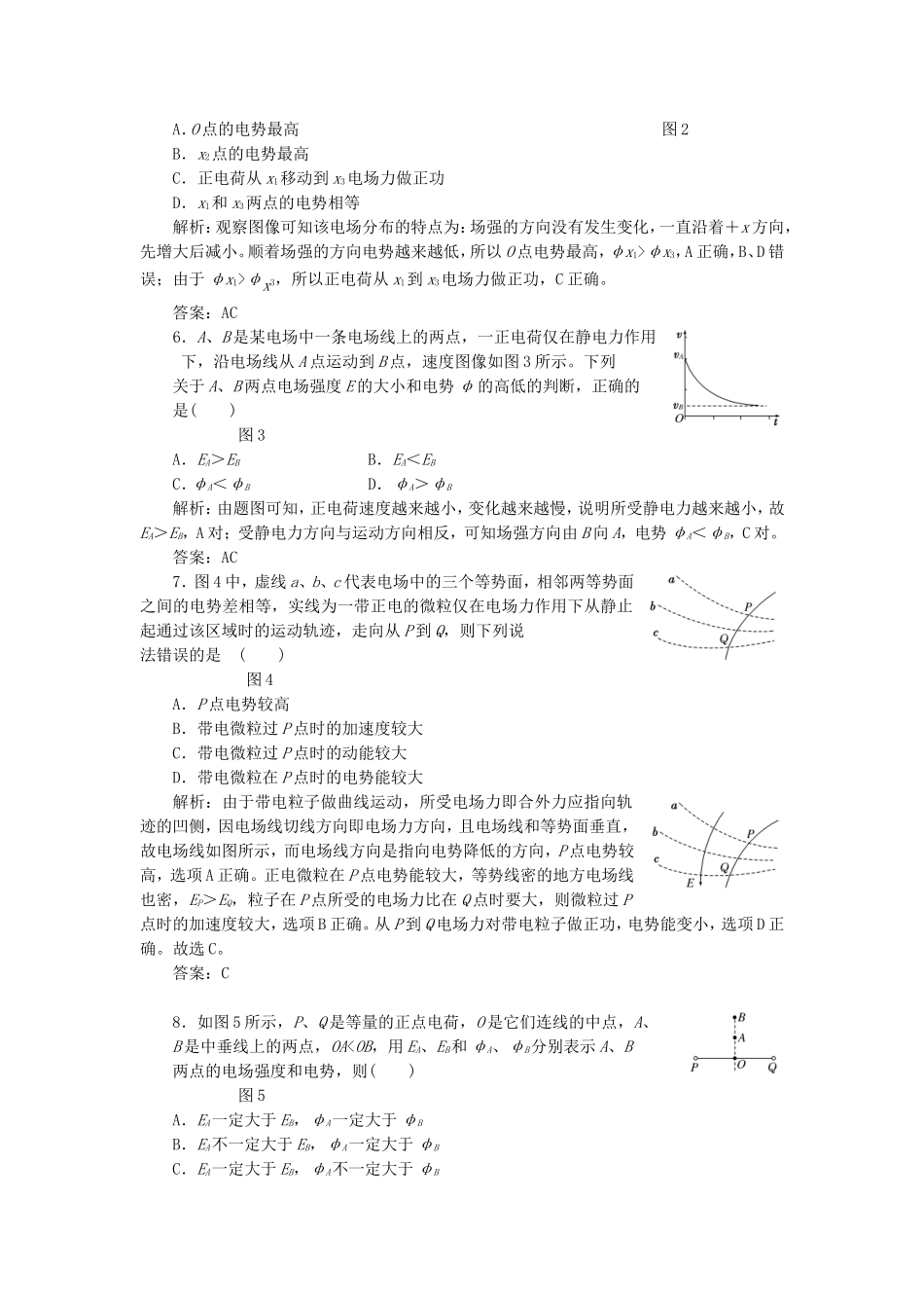 高考物理 课时跟踪训练 第1部分 第一章 第4节 电势能 电势与电势差（含解析） 新人教版选修3-1_第2页