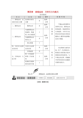 高考物理一轮复习 第四章 曲线运动 万有引力与航天章节同步练习-人教版高三物理试题