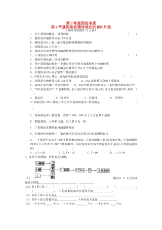 高中生物 第3章第4节 基因是有遗传效应的DNA片段特色训练 新人教版必修2
