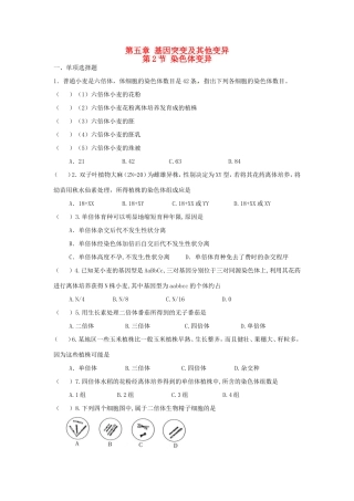 高中生物 第5章第2节 染色体变异课时训练 新人教版必修2