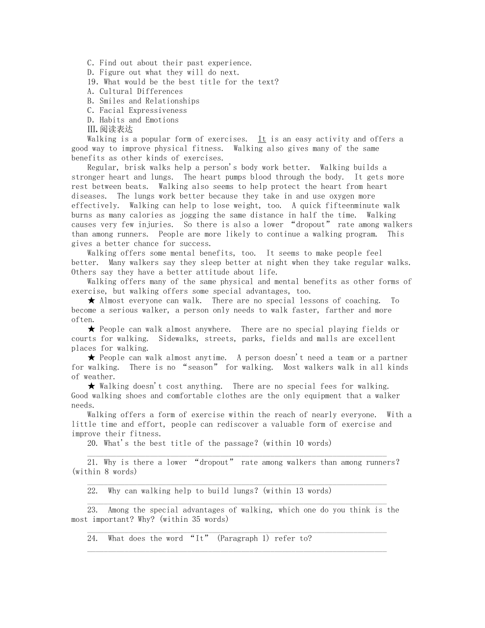 届高考英语一轮复习 课时作业(二十八) Module 4　Carnival 新人教版必修5_第3页