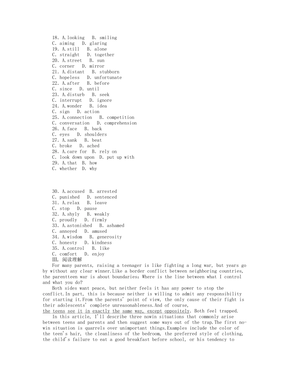 届高考英语一轮复习 课时作业(三) Module 3　My First Ride on a Train 新人教版必修1_第3页