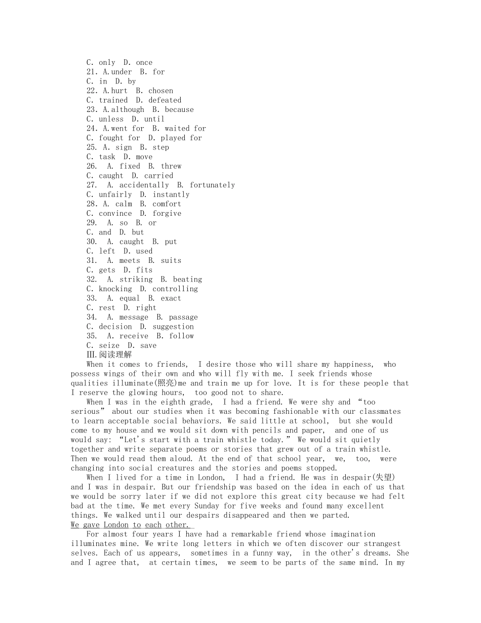 届高考英语一轮复习 课时作业(十三) Module 1　Europe 新人教版必修3_第3页