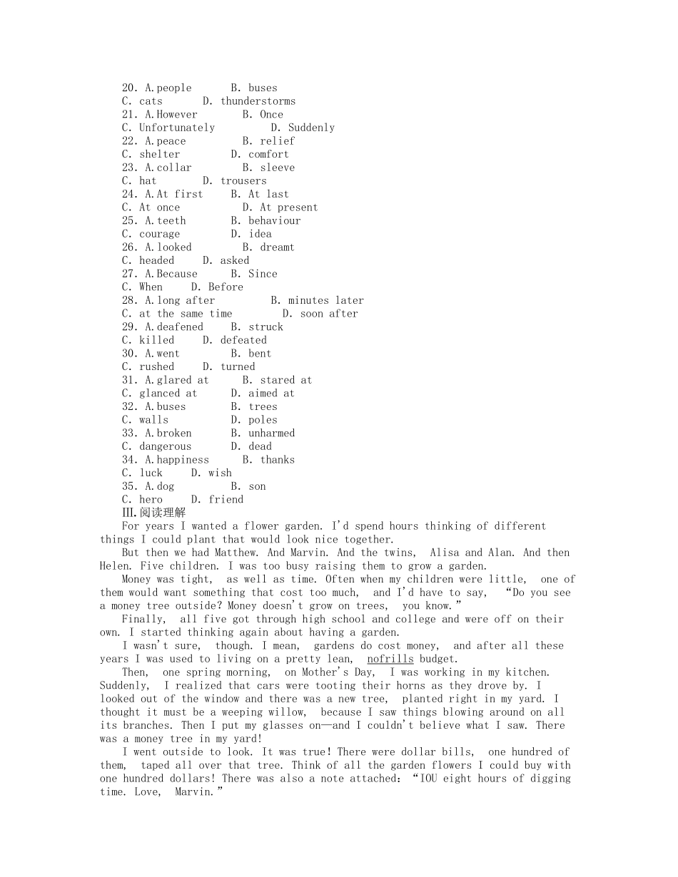 届高考英语一轮复习 课时作业(一) Module 1　My First Day at Senior High 新人教版必修1_第3页