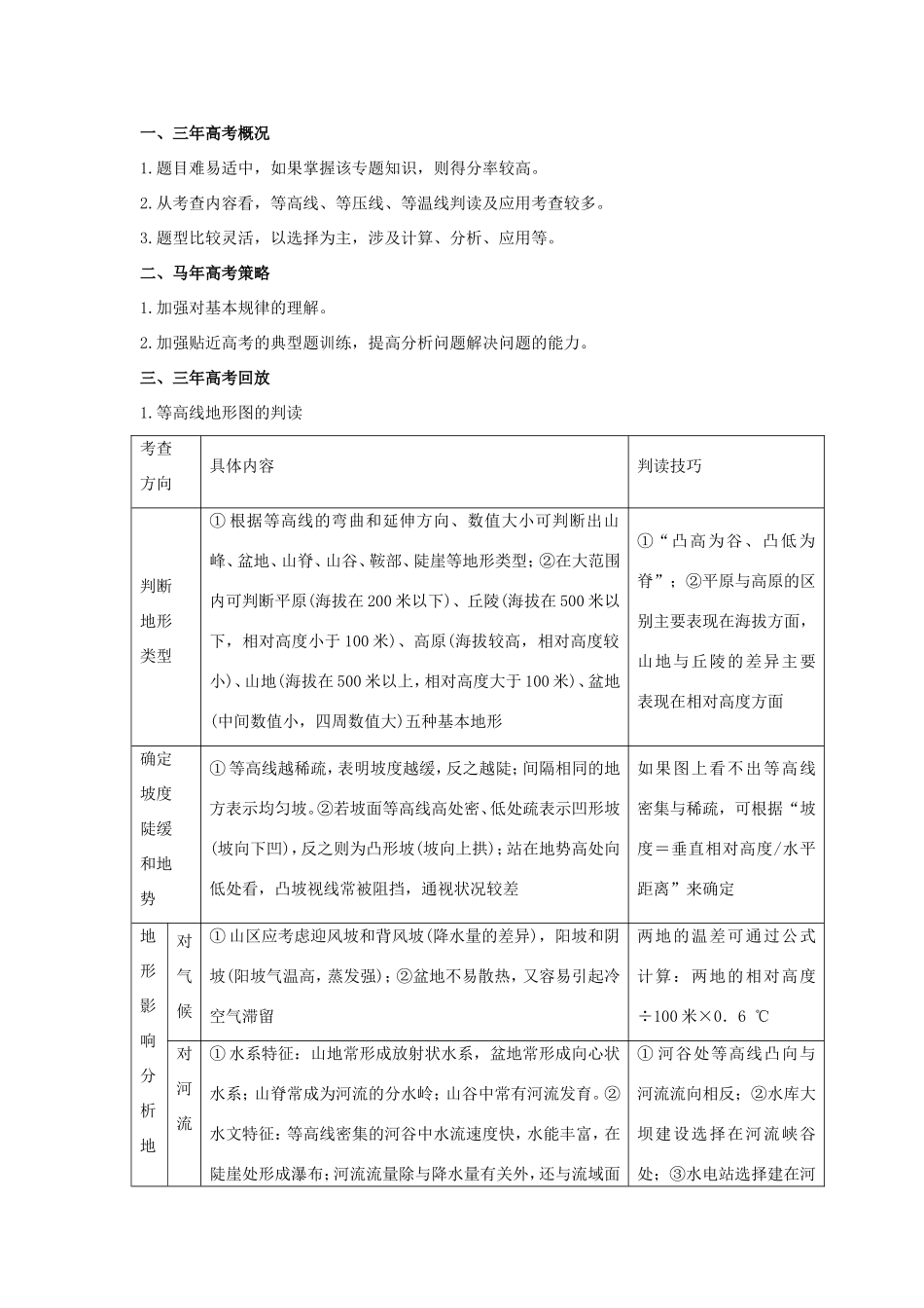 高考地理核心考点冲刺 等值线图的判读应用强化题根训练 _第1页