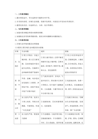 高考地理核心考点冲刺 区域生态、资源的可持续发展强化题根训练 