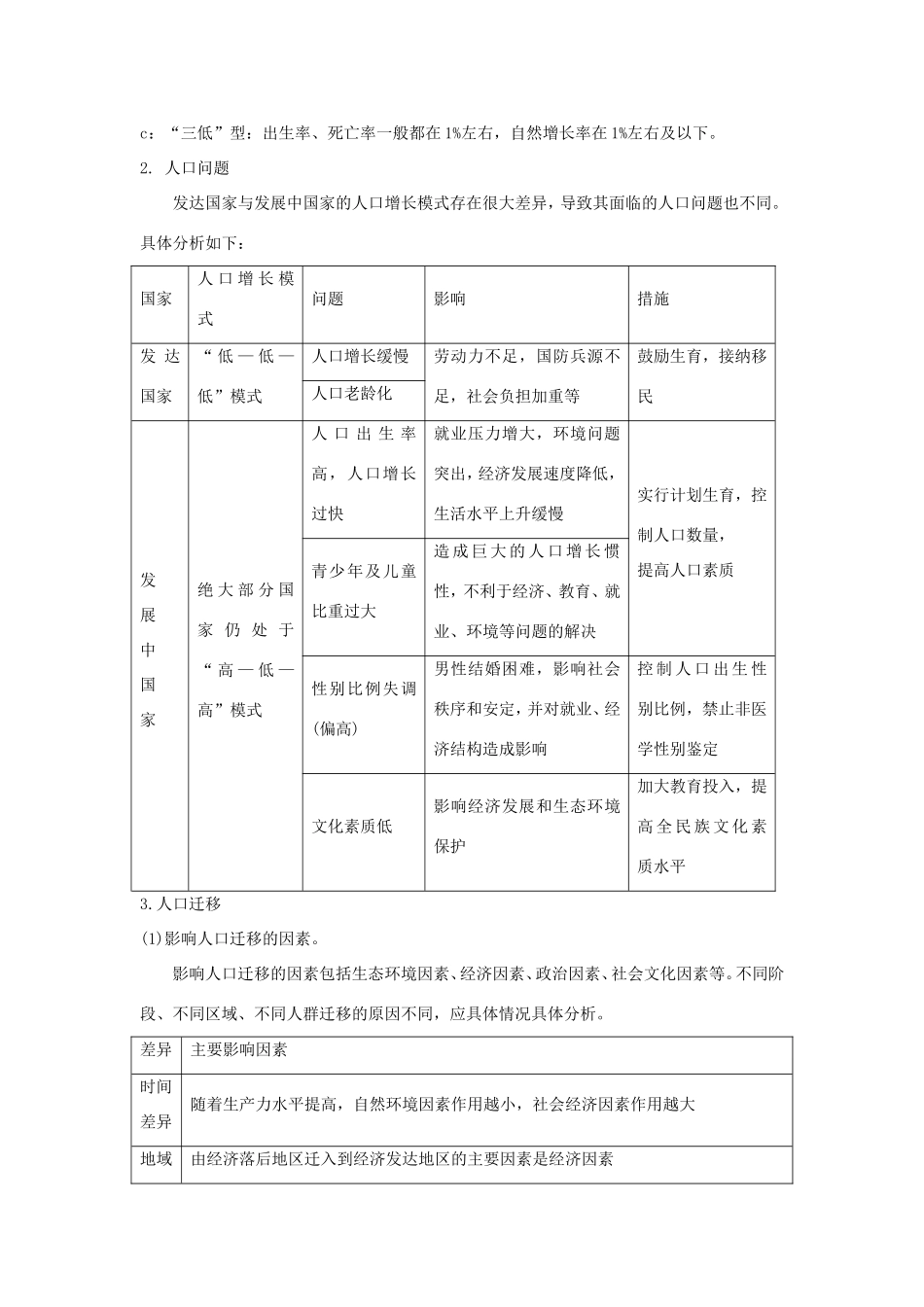 高考地理核心考点冲刺 人口强化题根训练 _第3页