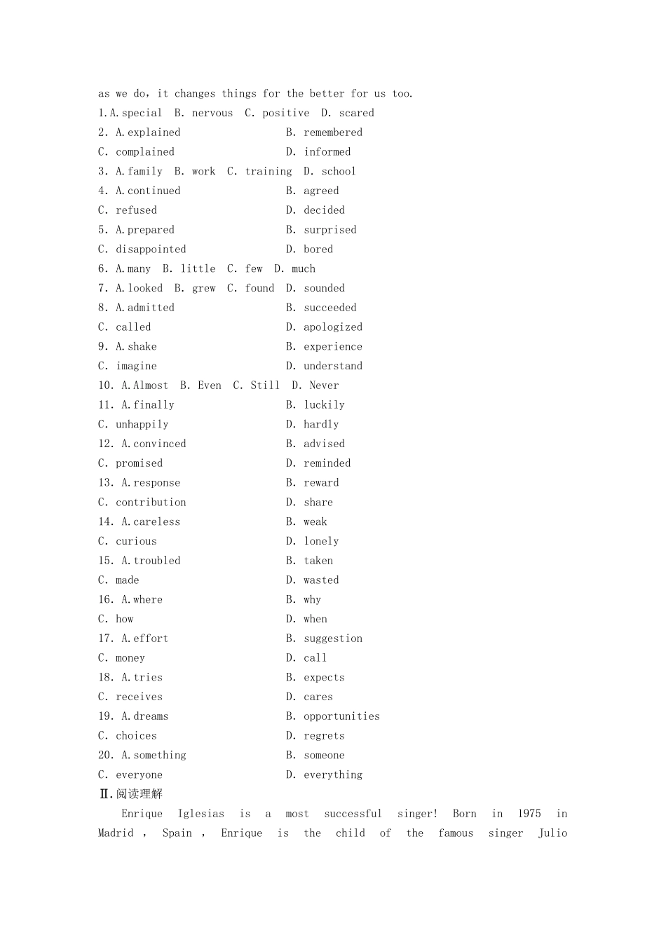高考英语一轮复习 精选提分专练 第一周 星期四 人物传记类-人教版高三英语试题_第3页