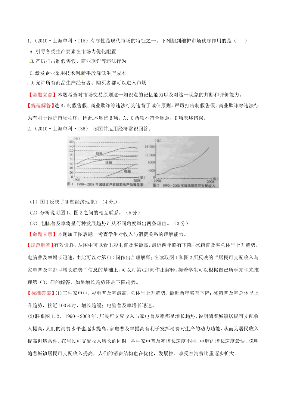 高考政治分类题库 考点5 商品服务市场_第1页