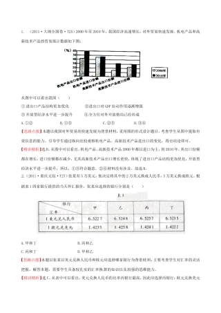 高考政治分类题库 考点6 当代世界市场和我国的对外贸易 