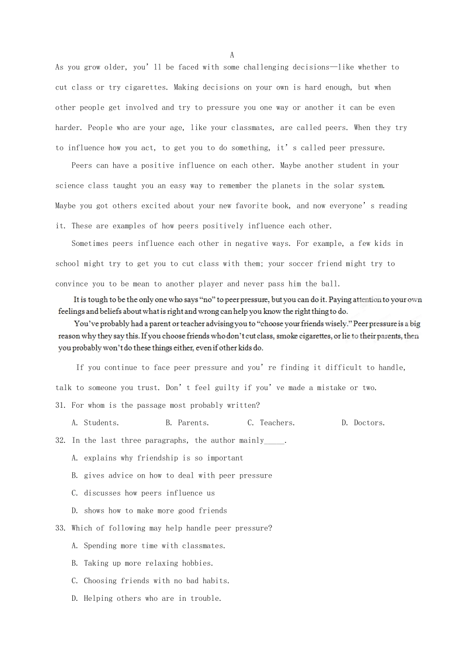 高三英语上学期第二次月考试题-人教版高三英语试题_第3页