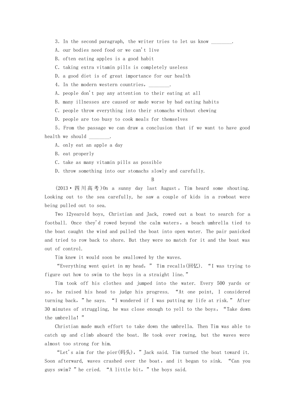 高中英语 Module 1 Our Body and Healthy Habits Cultural Corner & Writing课时作业 外研版必修2_第3页