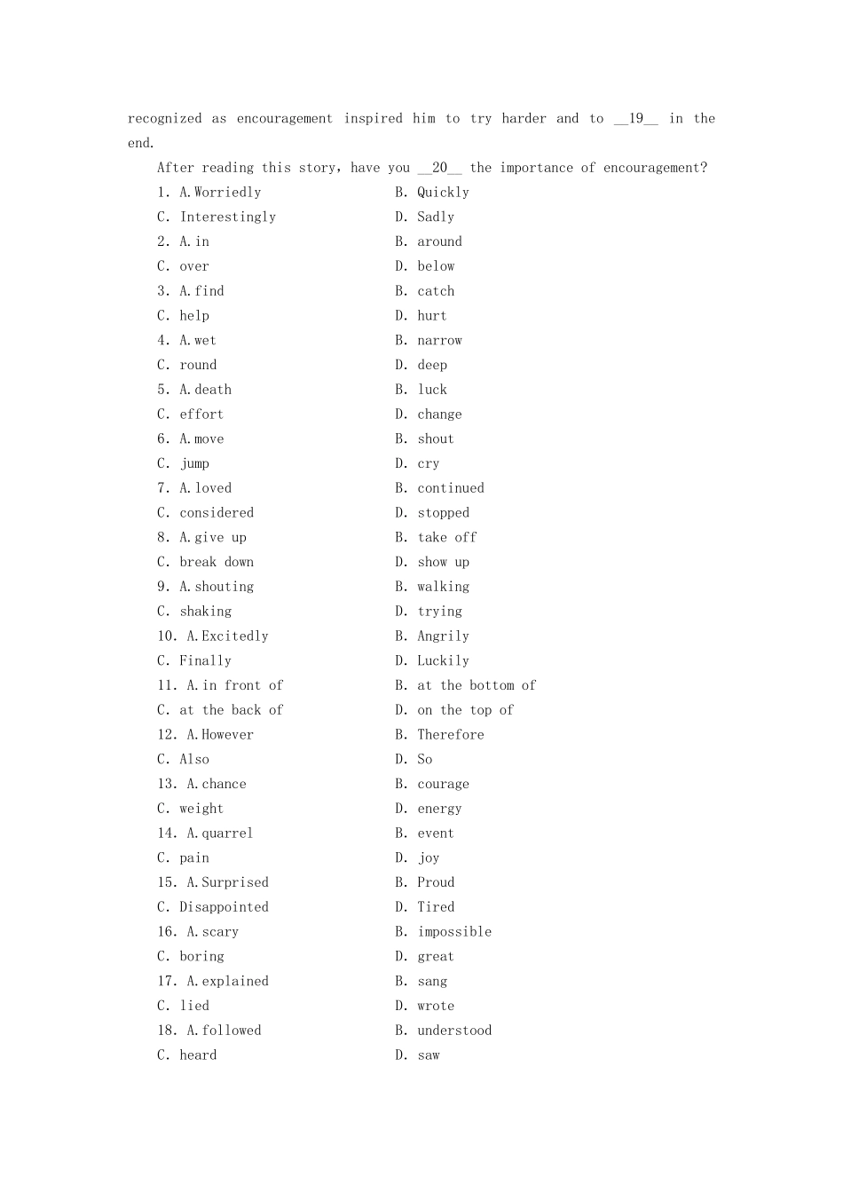 高中英语 Module 2 No Drugs Introduction & Reading and Vocabulary课时作业 外研版必修2_第3页