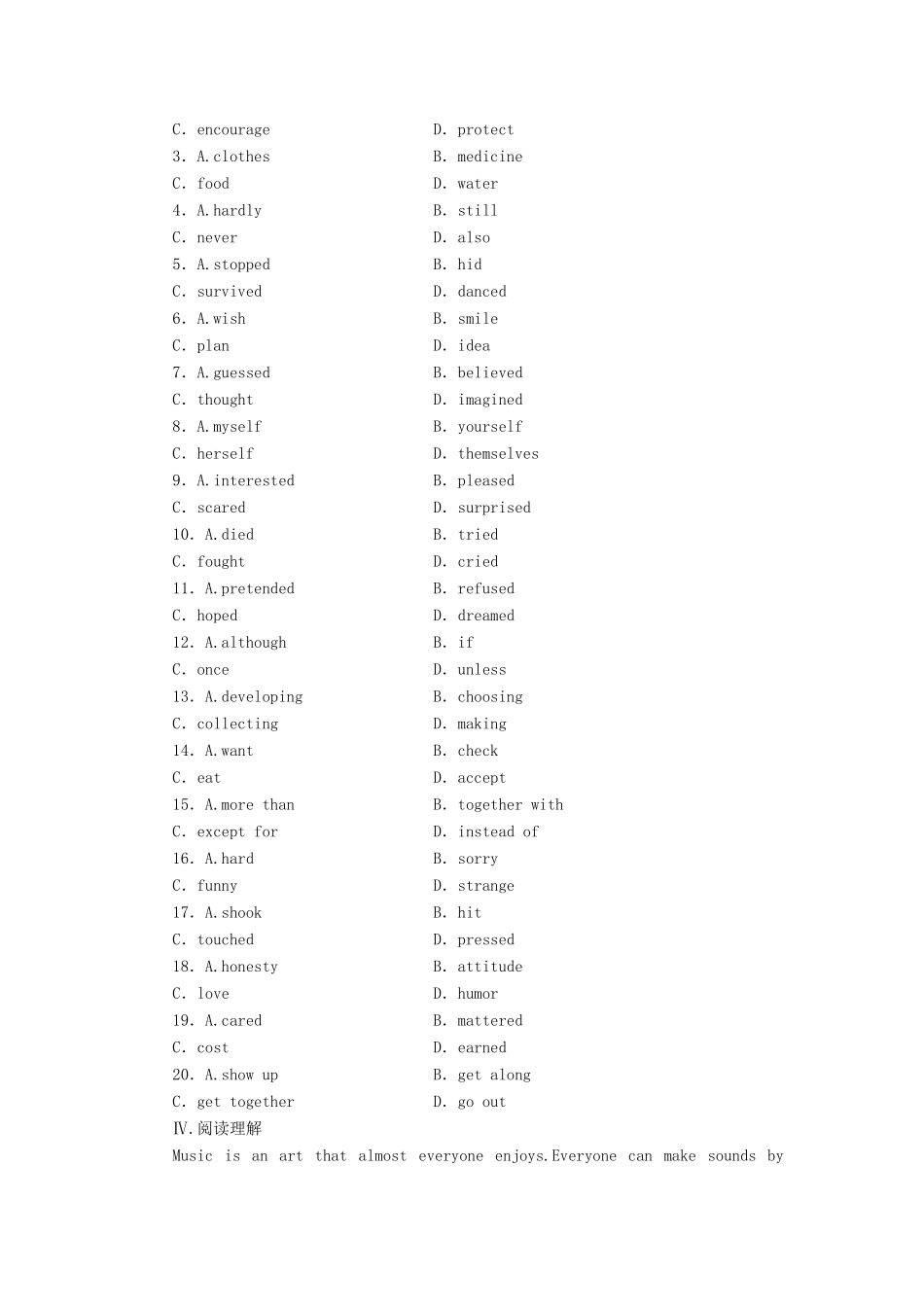 高中英语 Module 3 Music Introduction & Reading and Vocabulary课时作业 外研版必修2_第3页