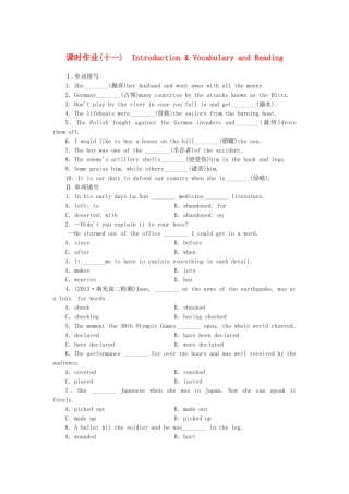 高中英语 Module 6 War and Peace  Introduction & Vocabulary and Reading课时作业 外研版选修6