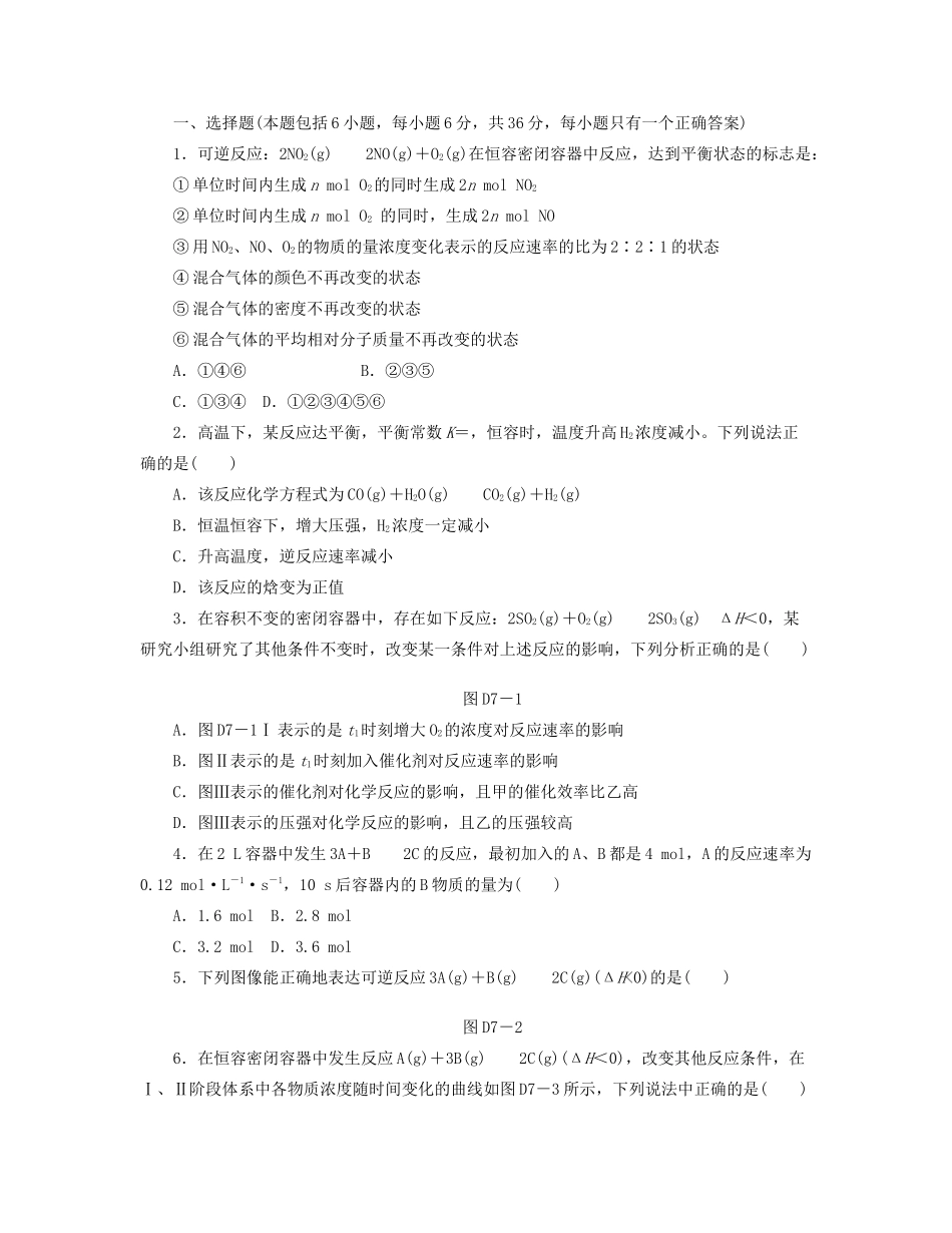 高三化学一轮复习专讲专练 （基础热身+能力提升+挑战自我）第七单元（含详解）_第1页