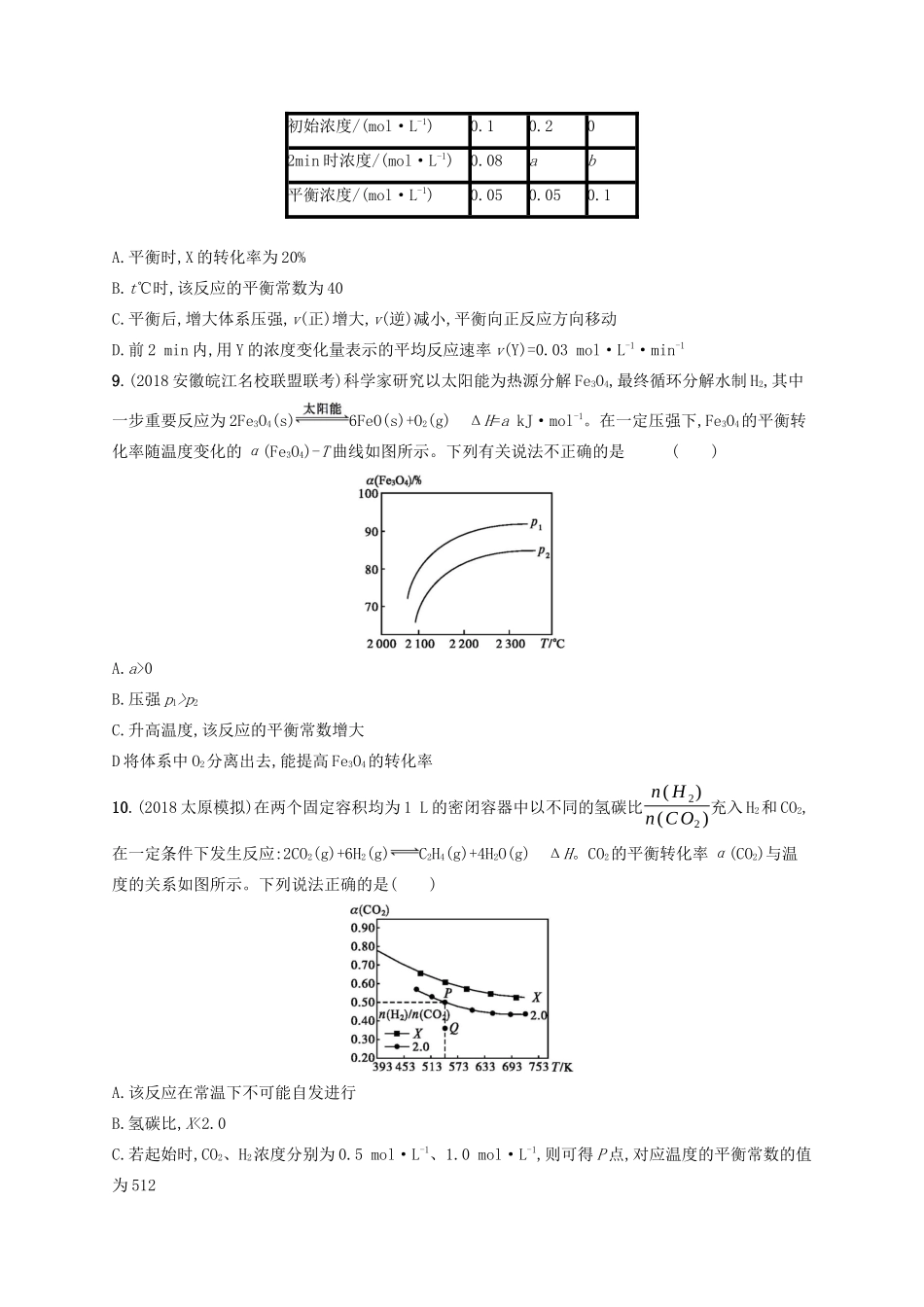 高考化学一轮复习 考点规范练26 化学平衡常数 化学反应进行的方向（含解析）-人教版高三化学试题_第3页