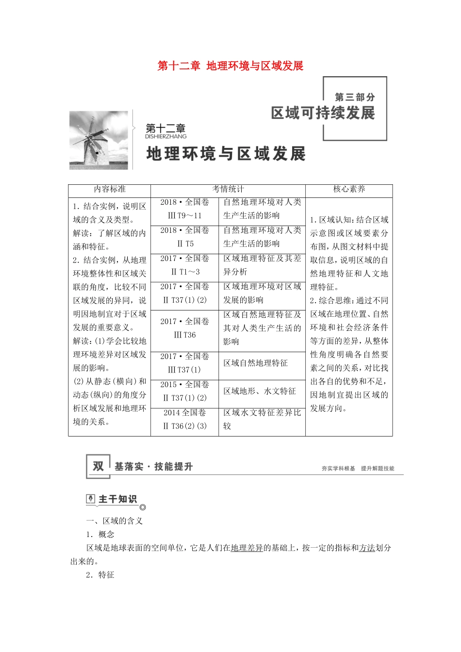 高考地理总复习 第十二章 地理环境与区域发展讲义（含解析） 鲁教版-鲁教版高三地理试题_第1页