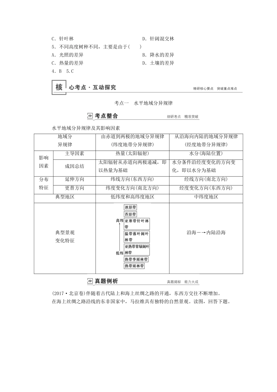 高考地理总复习 第五章 第2讲 自然地理环境的差异性讲义（含解析） 鲁教版-鲁教版高三地理试题_第3页
