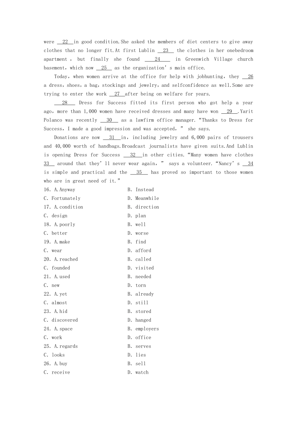 高考英语一轮复习 精选提分专练 第四周 星期日 仿真模拟卷（四）-人教版高三英语试题_第3页