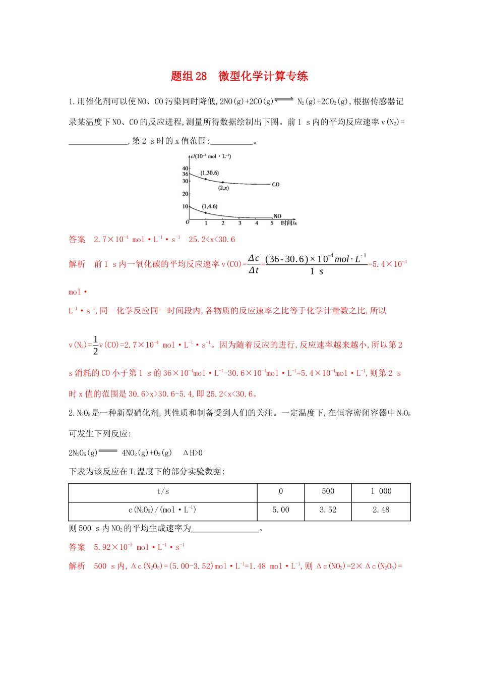 高考化学二轮复习 题组28 微型化学计算专练（含解析）-人教版高三化学试题_第1页
