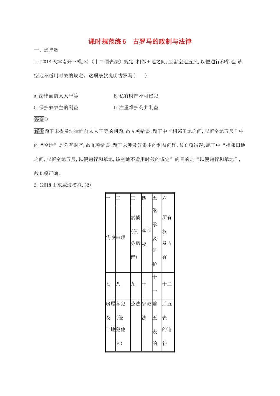 高考历史大一轮复习 第2单元 古代希腊、罗马和近代西方的政治制度 课时规范练6 古希腊的民主政治 岳麓版-岳麓版高三历史试题_第1页