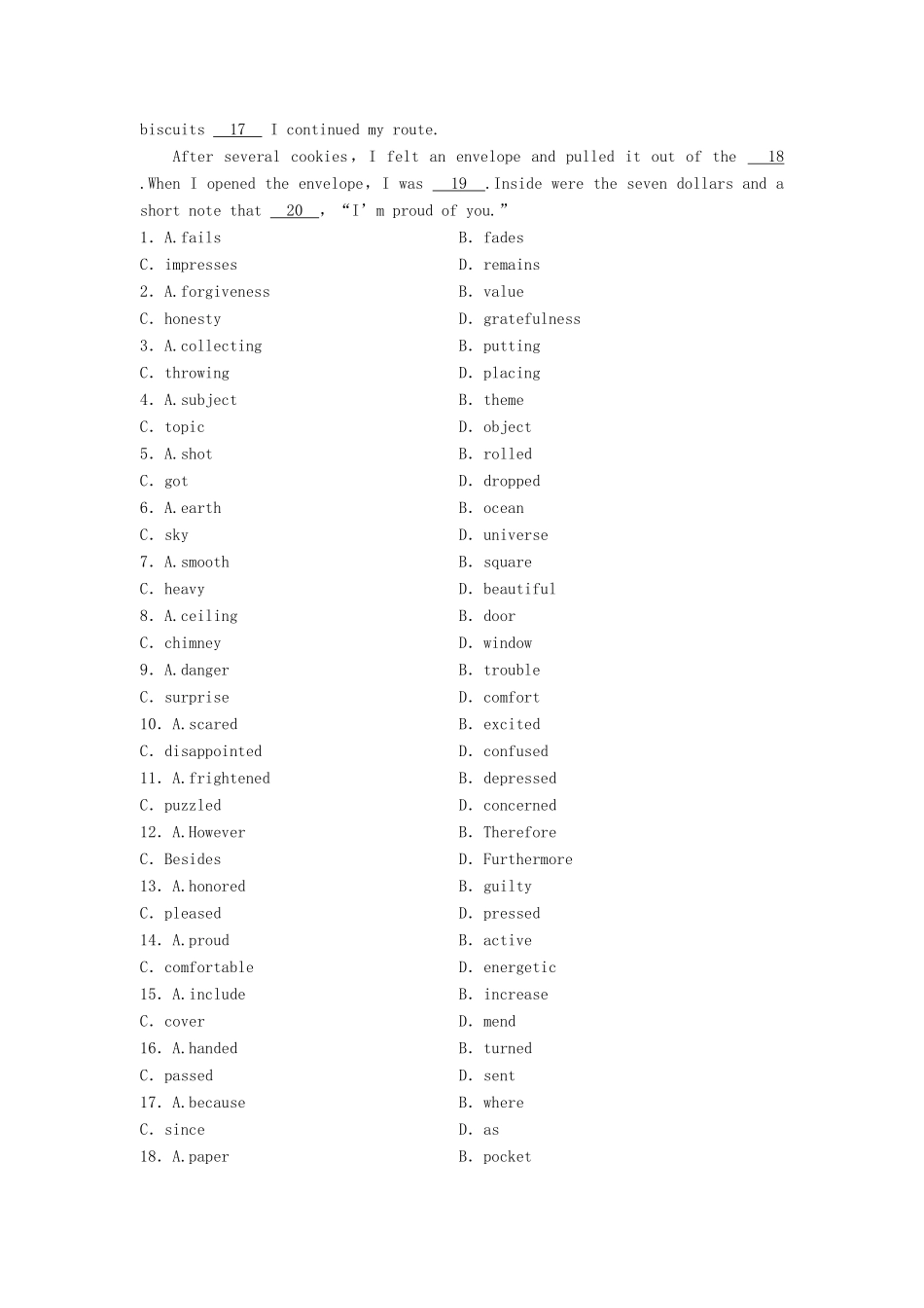 高考英语总复习 微专题训练 第52练 因果与目的类-人教版高三英语试题_第3页
