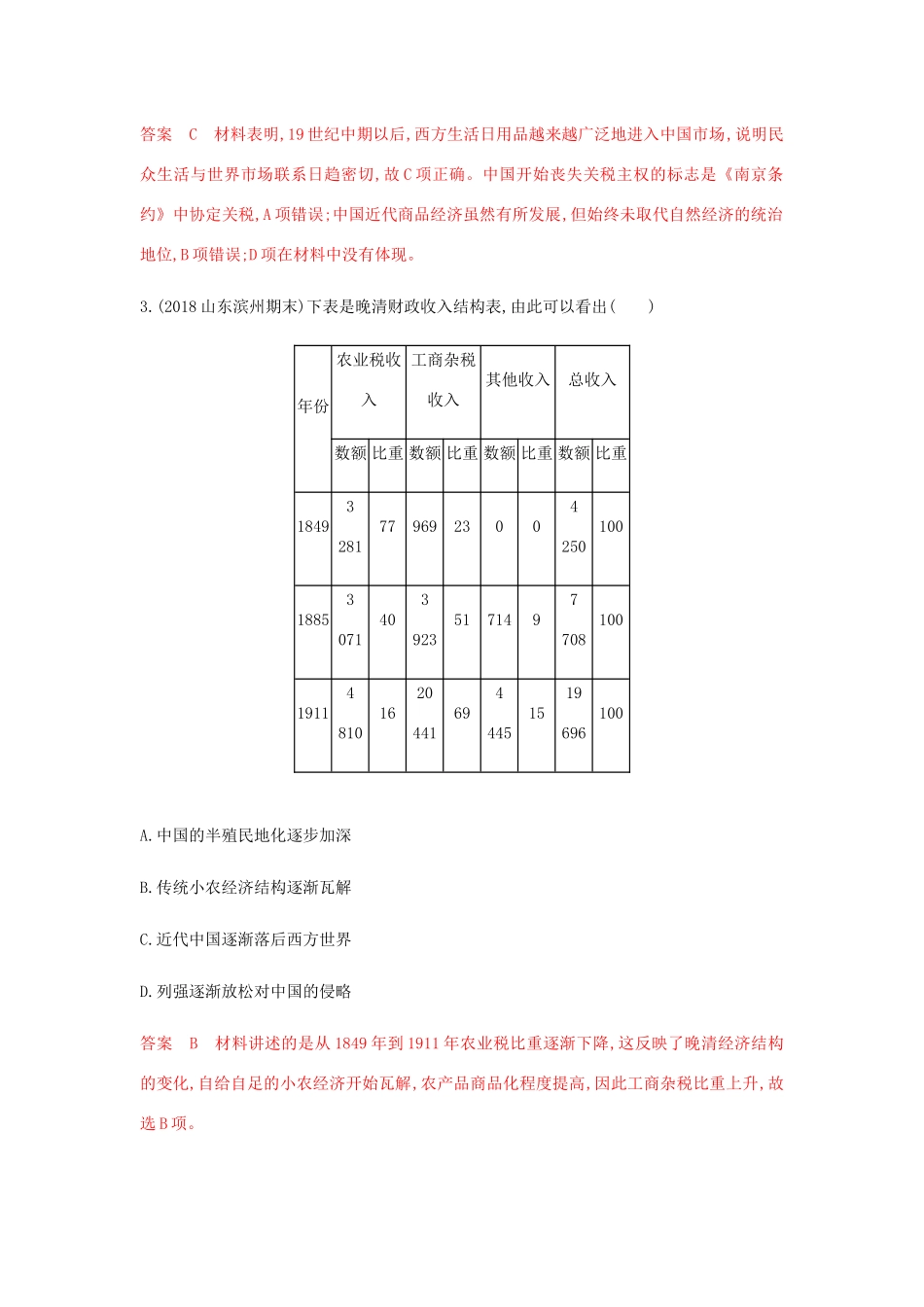 高考历史总复习 专题九 近代中国经济结构的变动与资本主义的 第17讲 晚清中国经济结构的变化和民族工业的兴起练习 岳麓版-岳麓版高三历史试题_第2页