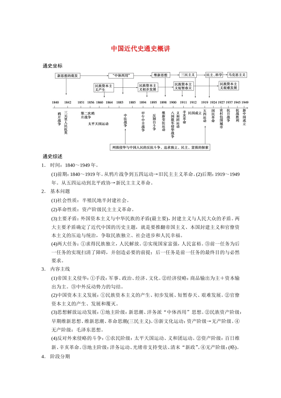 高考历史大二轮 考前三个月 第1部分 中国近代史通史概讲_第1页