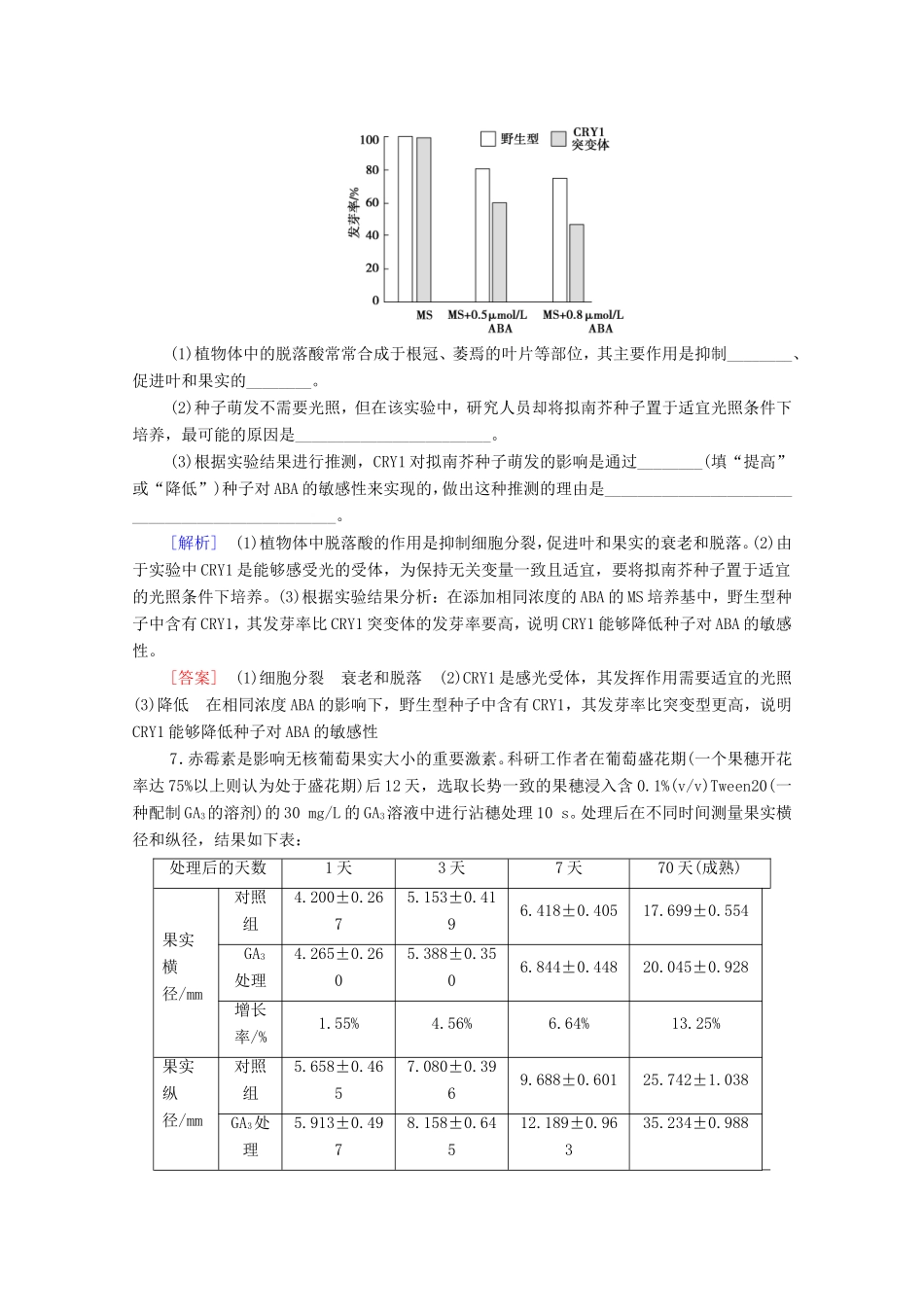 高考生物二轮复习 课后限时集训11 植物的激素调节（含解析）-人教版高三生物试题_第3页